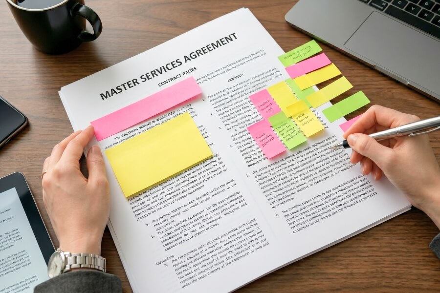 A detailed market research agreement showcasing key clauses and provisions for review and approval.