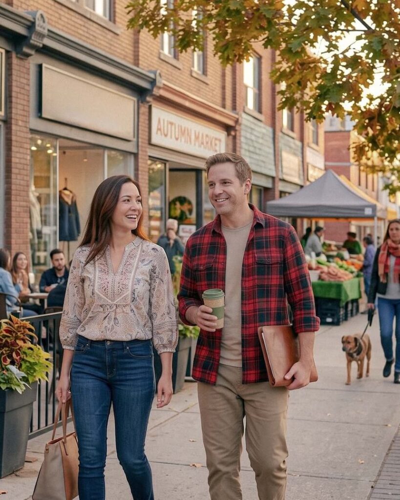 A couple walking int Toronto. Happy after separation proceedings